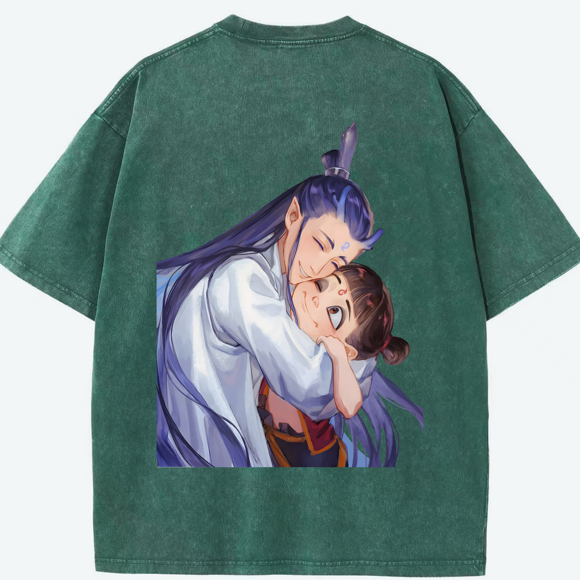 （画像用） Ne Zha 2 ナタ 魔童の大暴れ 綿100% ヴィンテージ風 半袖Tシャツ（背面プリント）